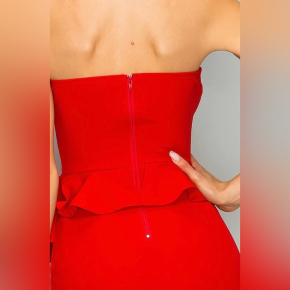 These Three Boutique Red Ruffle Strapless Cocktail Dress | Valentines Dress - Picture 6 of 11